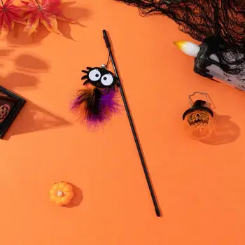 40-сантиметровая дразнящая палочка для Хэллоуина с колокольчиками, Разноцветная тыква, Луна, Паук, Дразнящая палочка для кошек в помещении, физические упражнения 3