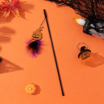 40-сантиметровая дразнящая палочка для Хэллоуина с колокольчиками, Разноцветная тыква, Луна, Паук, Дразнящая палочка для кошек в помещении, физические упражнения 4