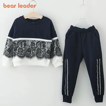 Комплекты одежды для девочек Bear Leader 2023, одежда для девочек, футболка с длинным рукавом + брюки, 2 шт. для детей, комплекты одежды, детская одежда