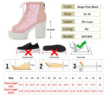 Летние женские крутые ботинки на шнуровке с открытым носком и сеткой, сандалии, новые дизайнерские туфли-лодочки на высоком каблуке с толстой подошвой 2023 года 4
