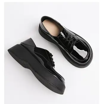 2023 Женская обувь из натуральной кожи, Лоферы с мехом, круглый носок, Универсальная платформа, повседневные женские кроссовки на плоской подошве без застежки 0