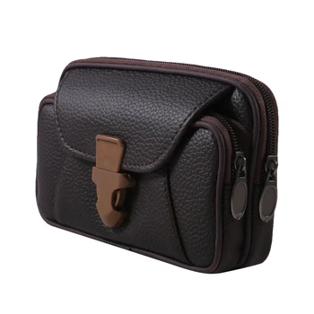 Многофункциональные кожаные поясные сумки, однотонная мужская сумка на пояс в деловом стиле, кошелек с горизонтальным и вертикальным разрезом, чехол-портмоне