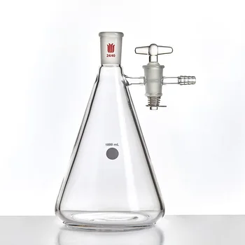 Всасывающий фильтр SYNTHWARE бутылка erlenmeyer со шлифовальным горлышком, Треугольная колба со стеклянным клапаном, отверстие клапана 2 мм / 4 мм, F66 0
