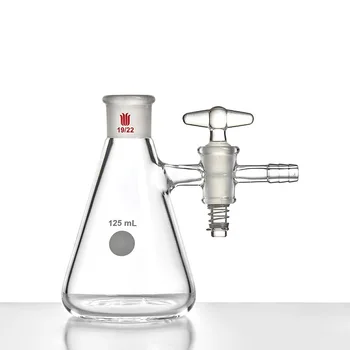 Всасывающий фильтр SYNTHWARE бутылка erlenmeyer со шлифовальным горлышком, Треугольная колба со стеклянным клапаном, отверстие клапана 2 мм / 4 мм, F66 1