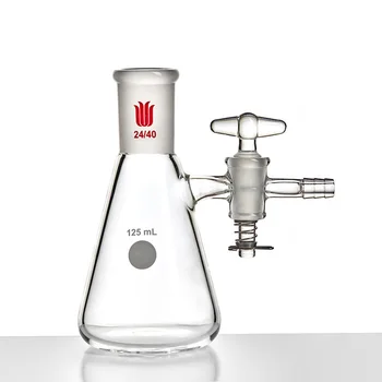 Всасывающий фильтр SYNTHWARE бутылка erlenmeyer со шлифовальным горлышком, Треугольная колба со стеклянным клапаном, отверстие клапана 2 мм / 4 мм, F66 2