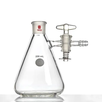 Всасывающий фильтр SYNTHWARE бутылка erlenmeyer со шлифовальным горлышком, Треугольная колба со стеклянным клапаном, отверстие клапана 2 мм / 4 мм, F66 3
