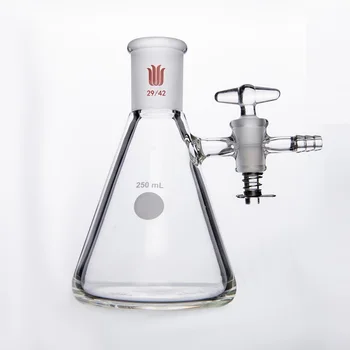 Всасывающий фильтр SYNTHWARE бутылка erlenmeyer со шлифовальным горлышком, Треугольная колба со стеклянным клапаном, отверстие клапана 2 мм / 4 мм, F66 4