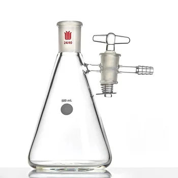 Всасывающий фильтр SYNTHWARE бутылка erlenmeyer со шлифовальным горлышком, Треугольная колба со стеклянным клапаном, отверстие клапана 2 мм / 4 мм, F66 5