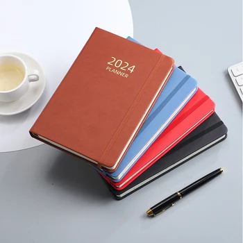 Английский планировщик расписания 2024 года формата А5, эластичная лента, ремешок для ноутбука, записная книжка