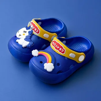 Детская обувь Пляжные тапочки для маленьких мальчиков Пещерная обувь Милый Единорог Летние Дышащие Мягкие Домашние Спортивные тапочки Для мальчиков Сандалии