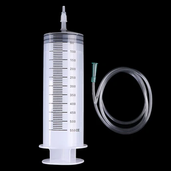 Шприц-инжектор объемом 500 мл из прозрачного пластика, Большой одноразовый шприц со шлангом 0