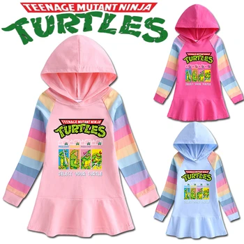 Teenage Mutant Ninja Turtles Платье для девочек TMNT Толстовка с капюшоном с длинным рукавом Мультфильм Аниме Периферийные Хлопчатобумажные Топы Куртка Одежда