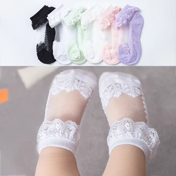 Летние носки для маленьких девочек, носки с оборками для маленьких девочек, детские сетчатые носки принцессы с кружевами и цветами, носки для малышей, носки для новорожденных, детские носки 0