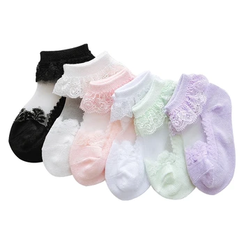 Летние носки для маленьких девочек, носки с оборками для маленьких девочек, детские сетчатые носки принцессы с кружевами и цветами, носки для малышей, носки для новорожденных, детские носки 4