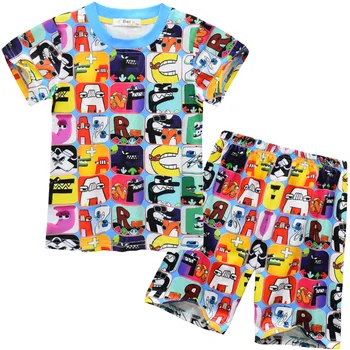 Одежда Alphabet Lore, детская мода, комплекты детской повседневной домашней одежды с короткими рукавами, детская одежда