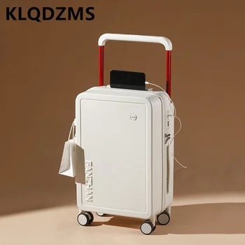 KLQDZMS Чемодан с подстаканником ABS Чехол-тележка 20-дюймовый USB-кейс для зарядки 22 