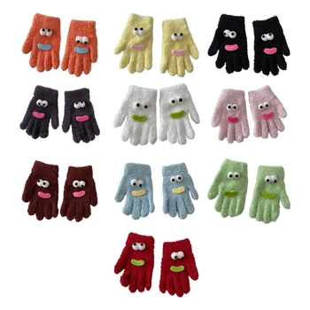 Детские зимние перчатки Y1UB с игривым выражением лица, удобные и стильные детские теплые перчатки