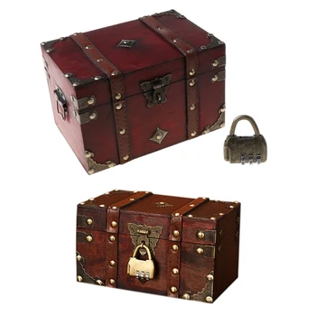 Винтажная деревянная пиратская коробка для хранения ювелирных изделий, подарки для детей, прямая поставка 0