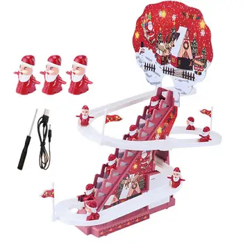 Игровой набор в погоне за Санта-Клаусом, игрушки с электрическим треком, дорожная горка, лестница, игрушка для помещений со светодиодными мигающими огнями, развивающие подарки для детей и мальчиков
