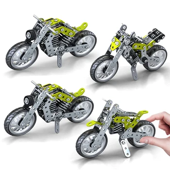 Металлический мотоцикл, набор строительных блоков, имитирующий винт и гайку, сделай САМ, Строительное образование, Сборка Модели автомобиля, Игрушка для мальчиков