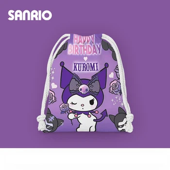 Sanrio Bunch Pocket Hello Kitty Куроми Мультяшная Тканевая Сумка Студенческая Сумка Для Хранения Всякой Всячины Косметичка Портативная Складная Сумка Для Стирки