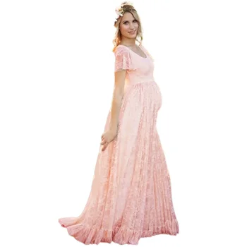 Женское платье для беременных для фотосессии Платье для беременных Одежда для беременных кружевное платье макси с коротким рукавом для душа ребенка