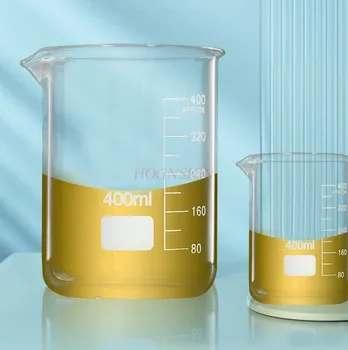 Стеклянный стакан, мерный стаканчик объемом 400 мл, утолщенный стакан, химическая калибровка, экспериментальное оборудование, высокая термостойкость 1