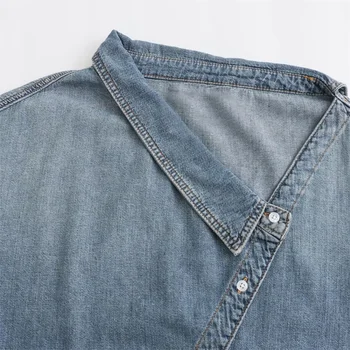 UNIZERA2023, Осенне-зимняя новинка, женская модная повседневная рубашка из выстиранной джинсовой ткани со свободным воротником и длинным рукавом 2