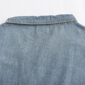 UNIZERA2023, Осенне-зимняя новинка, женская модная повседневная рубашка из выстиранной джинсовой ткани со свободным воротником и длинным рукавом 4