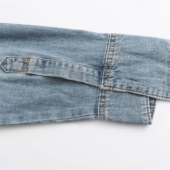 UNIZERA2023, Осенне-зимняя новинка, женская модная повседневная рубашка из выстиранной джинсовой ткани со свободным воротником и длинным рукавом 5