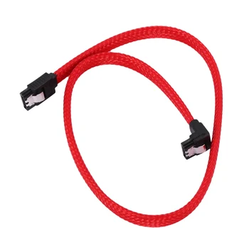 50 СМ SATA 3.0 III SATA3 7pin Кабель для Передачи данных Под Прямым углом 6 Гбит/с Кабели SSD Для Жесткого диска HDD Шнур для Передачи Данных с Нейлоновыми Рукавами (Красный)