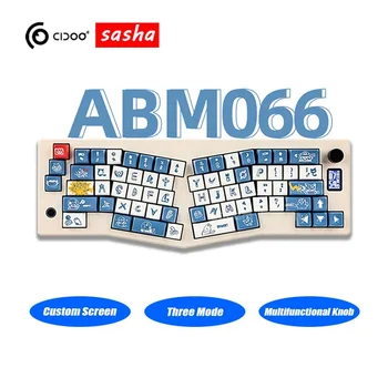 Механическая Клавиатура Cidoo ABM066 Alice с Пользовательским Экраном, Многофункциональная Ручка, Трехрежимная Прокладка Беспроводной Игровой клавиатуры Rgb Через Mac