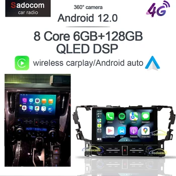 Carplay QLED Auto Android 13,0 8G + 256G Автомобильный Радио Мультимедийный Плеер GPS Навигация Wifi Для Toyota Vellfire Alphard 30 2015-2019