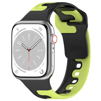 Двухцветный Силиконовый Ремешок Для Apple Watch Band 44мм 40мм 45мм 49мм 41мм 38мм 42мм браслет iwatch series se 7 3 6 8 ultra band 1