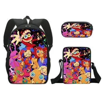 УДИВИТЕЛЬНЫЙ ЦИФРОВОЙ ЦИРК, рюкзак для учащихся начальной школы, набор из трех предметов, красивые модные аксессуары, мультяшная школьная сумка