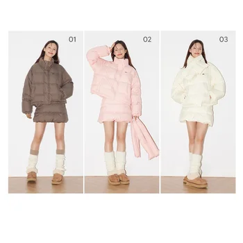 Зимняя модная одежда для гольфа, женское короткое пуховое пальто, зимний шарф, теплое пальто, юбка-полукомбинезон