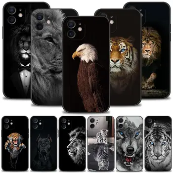 Чехол для телефона Apple iPhone 14 13 12 11 Pro Max Mini XS Max XR X 7 8 Plus 6 6S Чехол в виде волка, собаки, кошки, птицы, Льва, тигра, животного