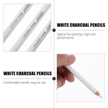 3 Шт Угольный карандаш для рисования эскизов Белым углем, деревянные карандаши для подсветки, Графитовый грифель для рисования, Расходные материалы 3