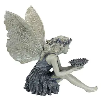 Статуя цветочной феи в Стране чудес, украшение сада, Украшение Ангела, Сидящая статуя из смолы с крыльями, Уличные фигурки Девушки-Ангела Decoratio 5