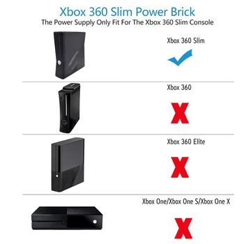 Адаптер переменного тока для Xbox 360 Slim, зарядное устройство, штепсельный кабель EU US для консоли Xbox 360 Slim, 100-120 В, 200-240 В со светодиодом 4