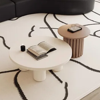 Минималистичный эстетичный приставной столик с белыми ножками, круглый журнальный столик в скандинавском стиле, Современный дизайн, Mesa Вспомогательная мебель для дома