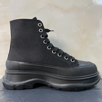 XPAY Парусиновая обувь для пары, Мужские весенне-осенние кроссовки с круглым носком на шнуровке, уличные кроссовки унисекс на толстой подошве, Размер 34-45