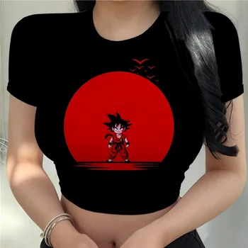 Одежда Cool Goku Crop Top Аниме Новые Топы Женские футболки Лето 2023 Harajuku Y2k Вегета Футболка Dragon Ball Z Fashion New Z 3