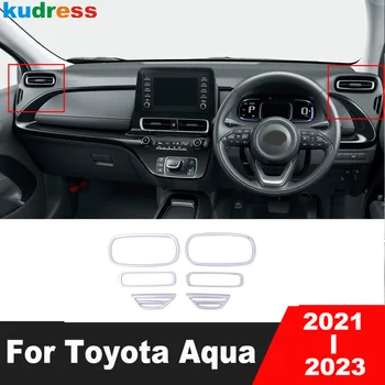 Накладка на вентиляционное отверстие автомобильного кондиционера для Toyota Aqua 2021 2022 2023, Черное оформление, Молдинг для интерьера, Наклейки, Аксессуары