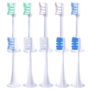 Сменные насадки-щетки для XIAOMI MIJIA T300/500 Sonic Electric Toothbrush Cleaner с мягкими вакуумными насадками из щетины DuPont 10ШТ 0