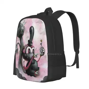 Модный дизайн с рисунком, дорожный ноутбук, школьный рюкзак, сумка, Низкопробный поп-сюрреализм, Изобразительное искусство, Микс медиа, Розовый, черный 1