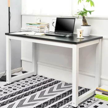 Компьютерные столы Письменные столы Офисные столы Рабочие столы Столы для ПК Черный стол, белый кронштейн, простой в установке стол подходит для любых помещений