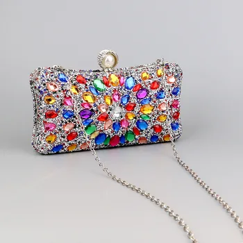 Цветочные акриловые женские клатчи с бриллиантами, роскошные жемчужные металлические женские маленькие вечерние сумочки с цепочкой, сумки через плечо 4