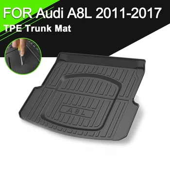 Коврик для задней крышки багажника автомобиля, водонепроницаемый нескользящий резиновый грузовой вкладыш из TPE для Audi A8L 2011-2017, Автоаксессуары