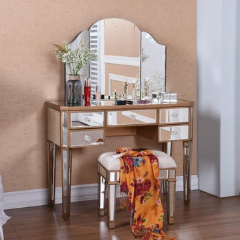 Американская Новая Классическая Спальня для маленькой квартиры Стеклянный Зеркальный Комод Из массива Дерева Комод для хранения краски Туалетный Столик